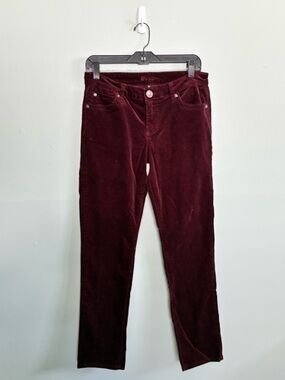 Kut From the Kloth Diana Burgundy Corduroy Straight Christmas Pants Sz 6